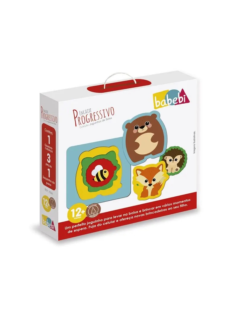 Encaixe Progressivo Quebra Cabeça - Babebi - Arco Ìris