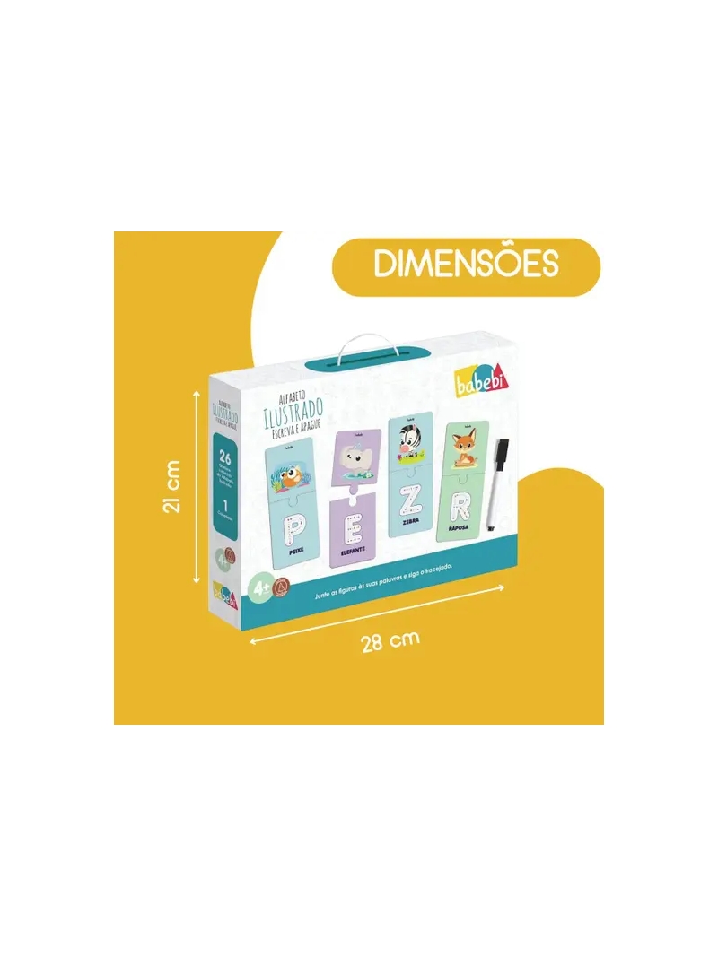 Alfabeto Ilustrado Escreva e Apague Brinquedo Educativo - Babebi - Arco Ìris