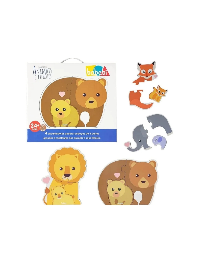 Quebra-cabeça Animais E Filhotes - Babebi - Arco Ìris