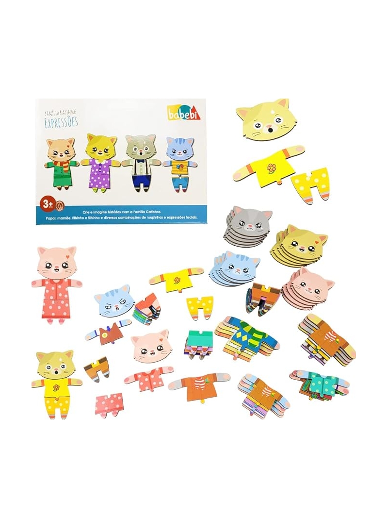 Brinquedo Família Gatinhos Expressões - Babebi - Arco Ìris