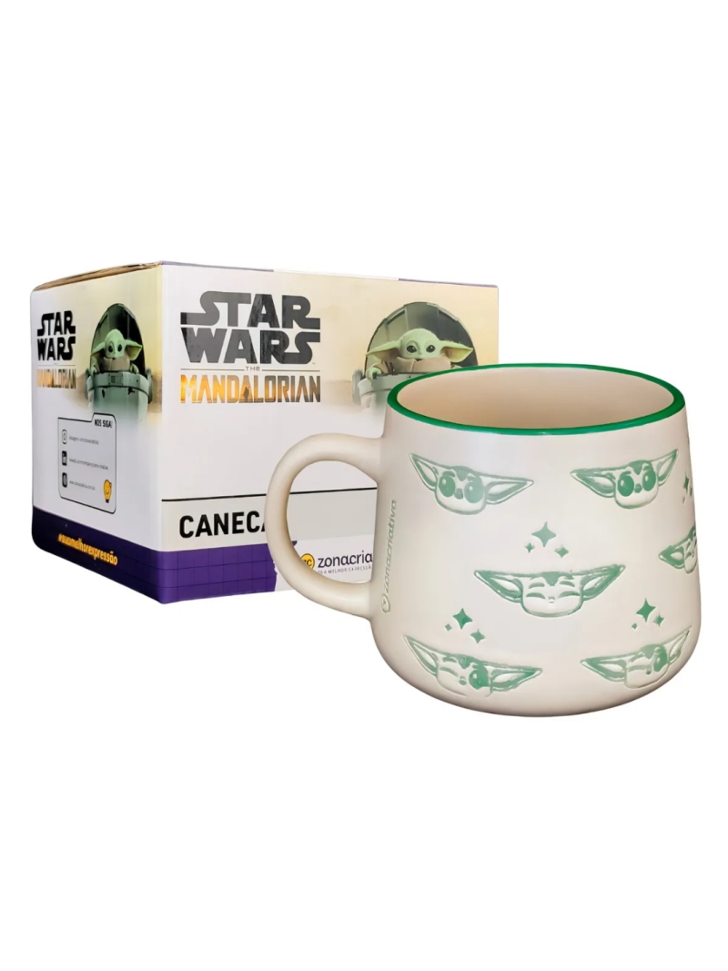 Caneca Moma Fosca Relevo 500ml Baby Yoda Star Wars - Zona Criativa - Arco Ìris