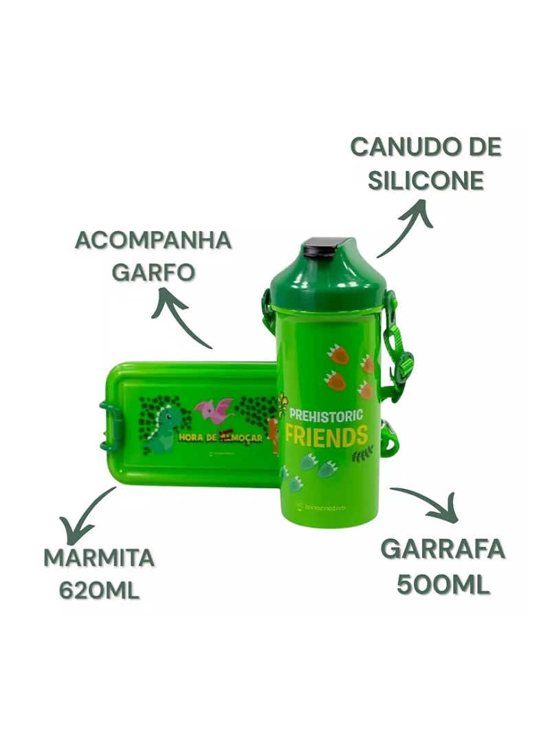 Kit Box Infantil Dinossauro Garrafa e Marmita - Zona Criativa - Arco Ìris