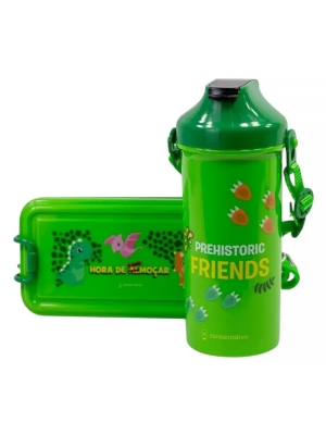 imagem do produto Kit Box Infantil Dinossauro Garrafa e Marmita - Zona Criativa - Arco Ìris