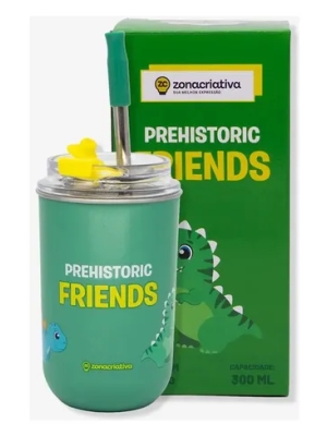 imagem do produto Copo Térmico Infantil Com Canudo De Inox Dinossauro - Zona Criativa - Arco Ìris