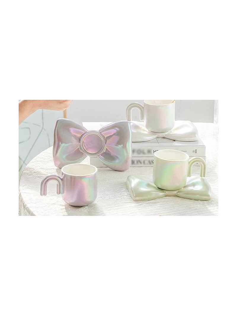 Caneca com Pires de laço Lilás - Arco Ìris