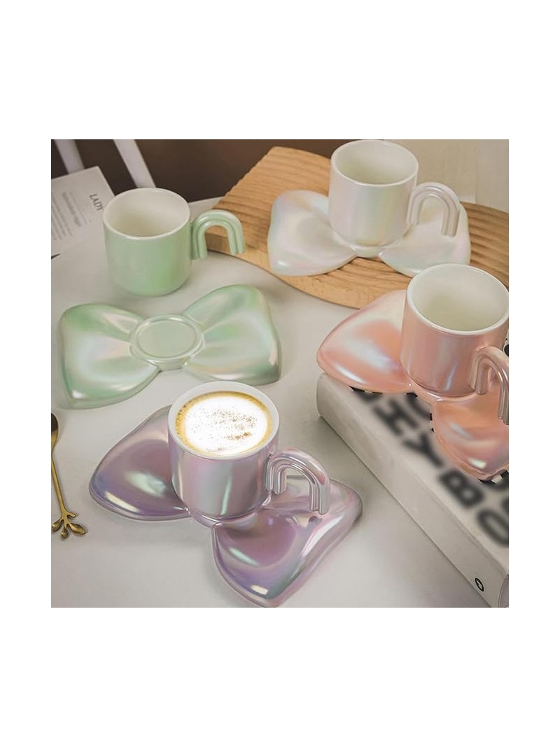 Caneca com Pires de laço Lilás - Arco Ìris