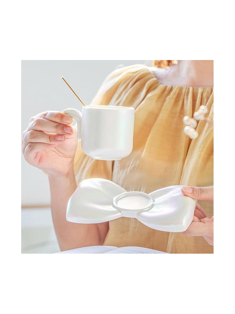 Caneca com Pires de laço Lilás - Arco Ìris