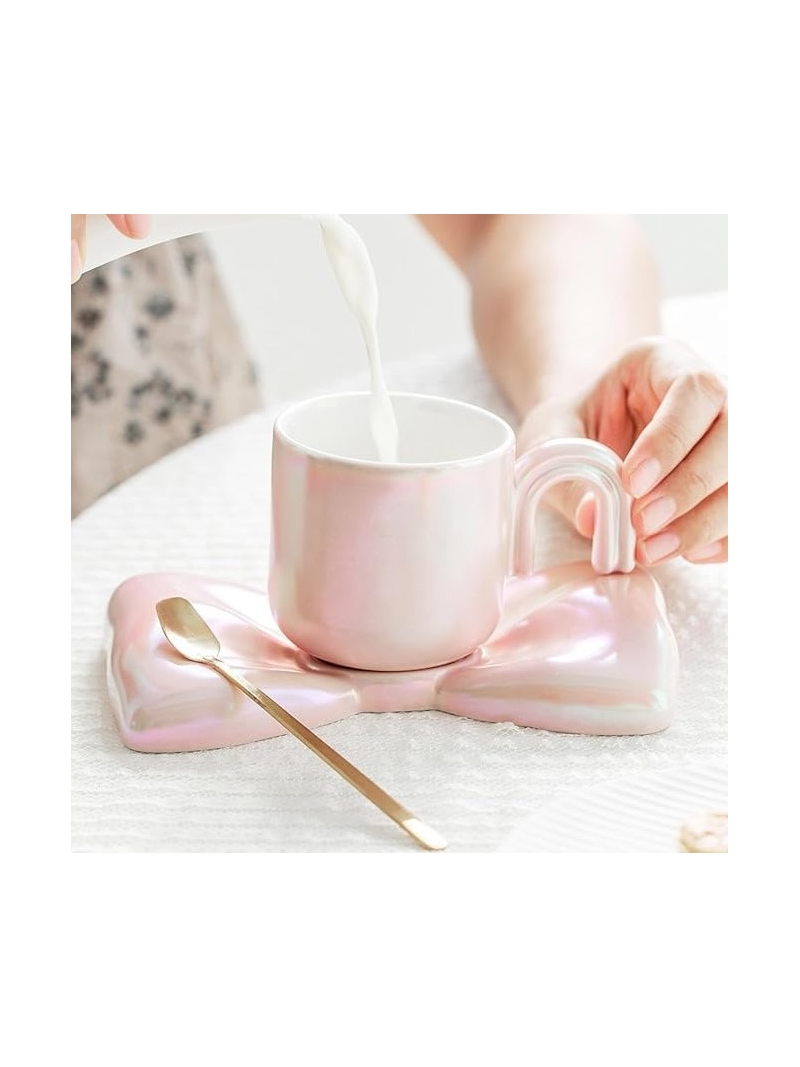 Caneca com Pires de laço Lilás - Arco Ìris