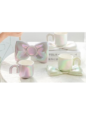 imagem do produto Caneca com Pires de laço Lilás - Arco Ìris