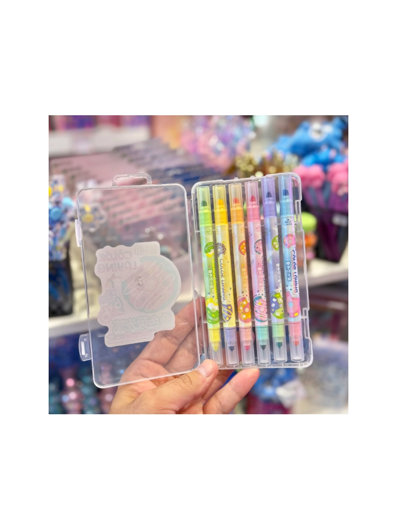 Caneta Marca Texto Bicolor 12 cores - Arco Iris