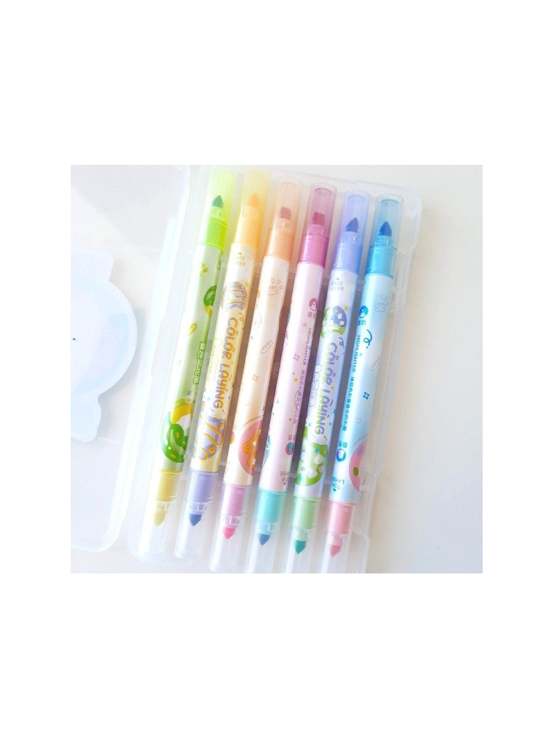 Caneta Marca Texto Bicolor 12 cores - Arco Iris