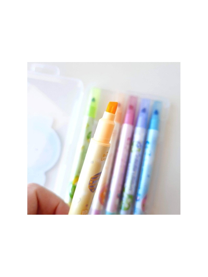 Caneta Marca Texto Bicolor 12 cores - Arco Iris