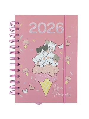 imagem do produto Agenda Gatinho 2026 Bons Momentos 13,7x18,7cm - Arco Iris