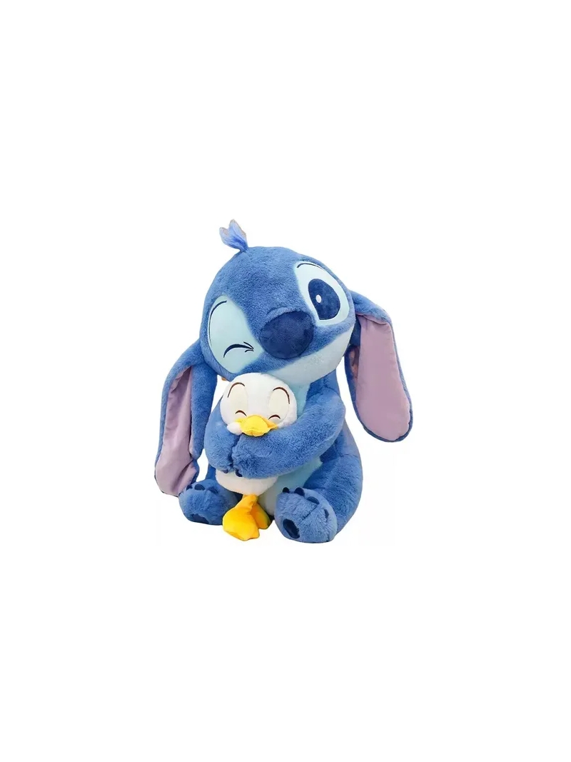 Pelúcia Stitch abraçando um pato 30cm - Arco Iris