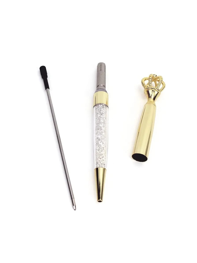 Caneta esferográfica com coroa superior de metal brilhante - Arco Iris