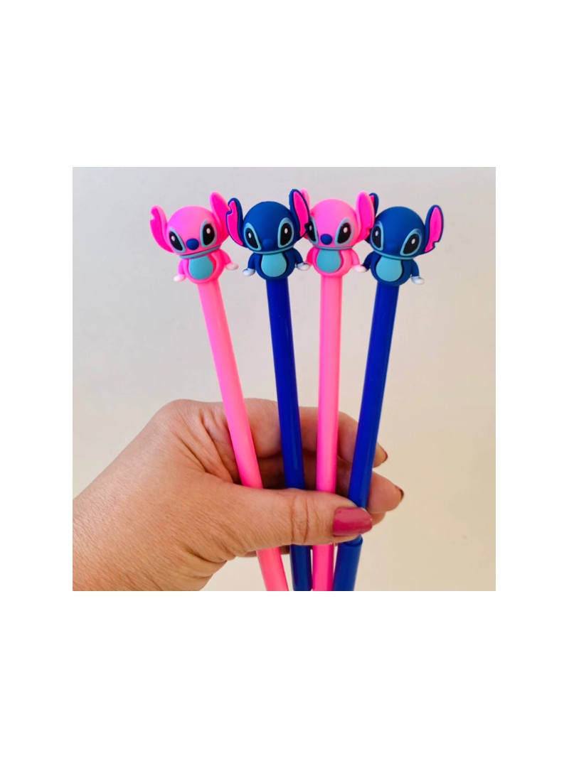 Caneta Fofa Stitch com Tinta Gel Preta - Arco Iris