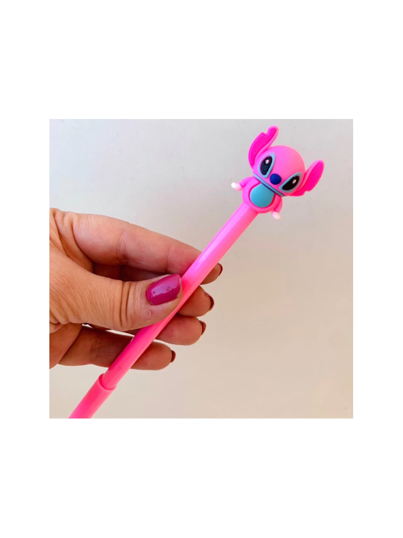 Caneta Fofa Stitch com Tinta Gel Preta - Arco Iris