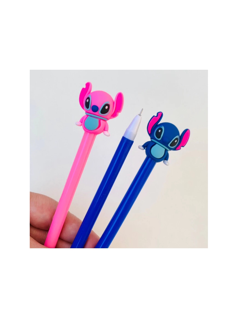 Caneta Fofa Stitch com Tinta Gel Preta - Arco Iris