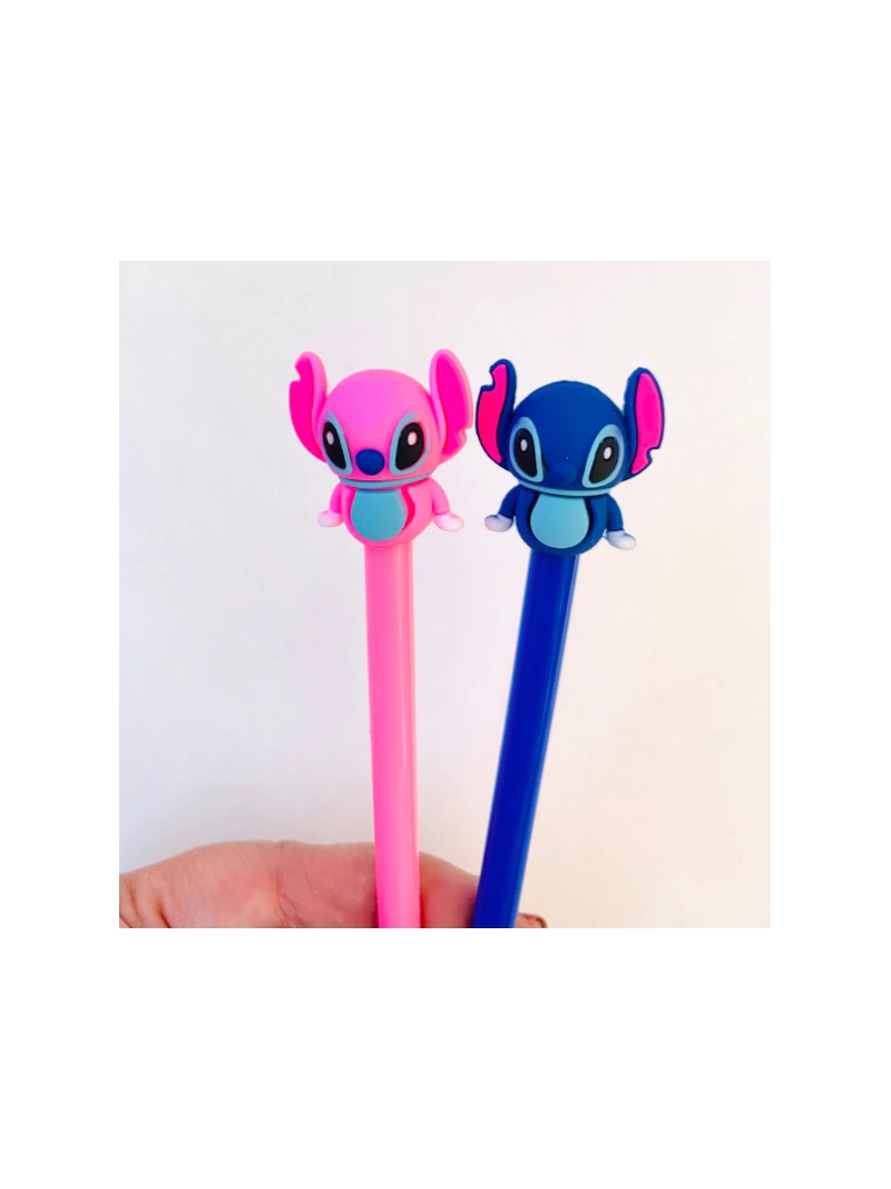 Caneta Fofa Stitch com Tinta Gel Preta - Arco Iris