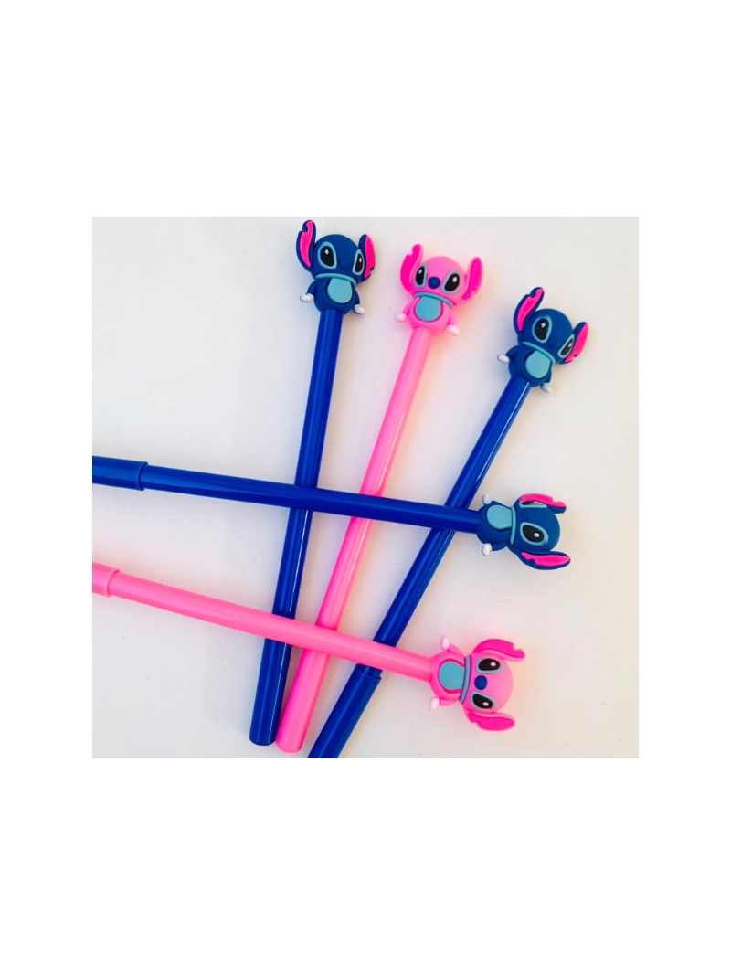 Caneta Fofa Stitch com Tinta Gel Preta - Arco Iris