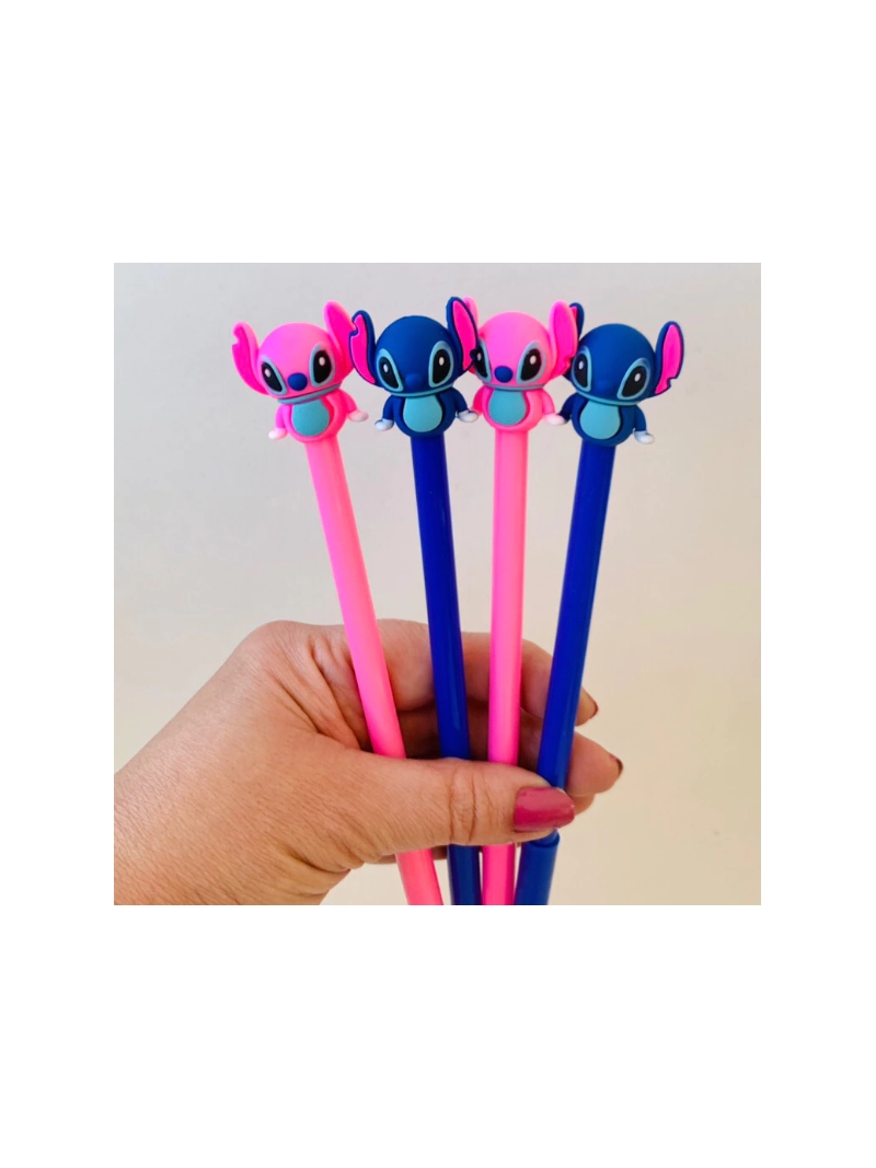 Caneta Fofa Stitch com Tinta Gel Preta - Arco Iris