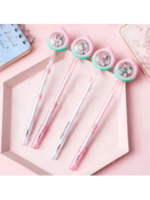 imagem do produto Caneta Gel Escrita Preta Ponta Fina Fofa Pêssego - Arco Iris