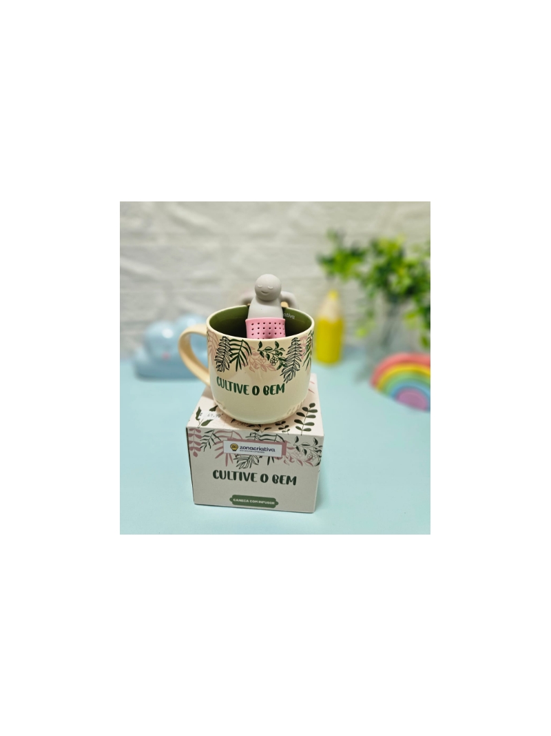 Caneca 350ml Com Infusor Para Chá Jardinagem - Zona Criativa - Arco Iris