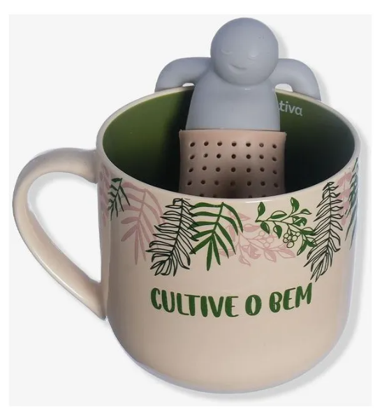 Caneca 350ml Com Infusor Para Chá Jardinagem - Zona Criativa - Arco Iris