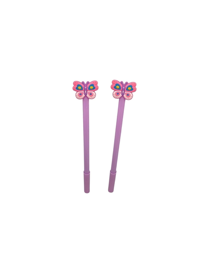 Caneta Fofa Borboleta em Gel - Arco Iris