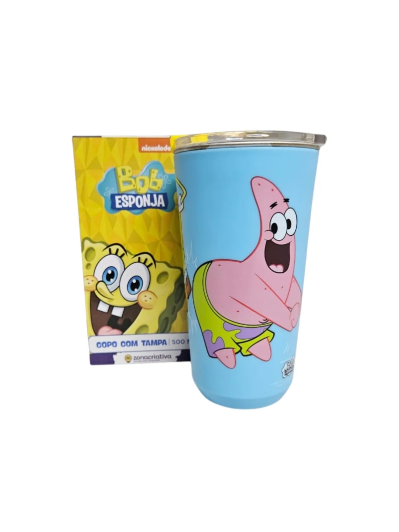 Copo Térmico Sky 500ml C Tampa Bob Esponja E Patrick Oficial - Arco Iris