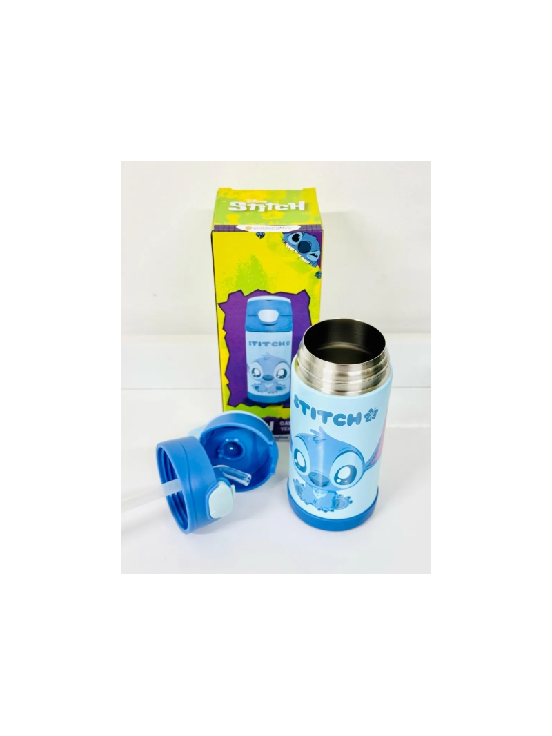 Garrafa Térmica Infantil Stitch 350ml C Canudo Zona Criativa - Arco Iris