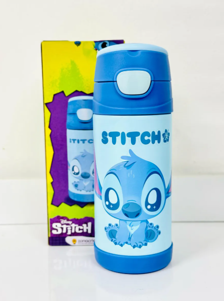 Garrafa Térmica Infantil Stitch 350ml C Canudo Zona Criativa - Arco Iris