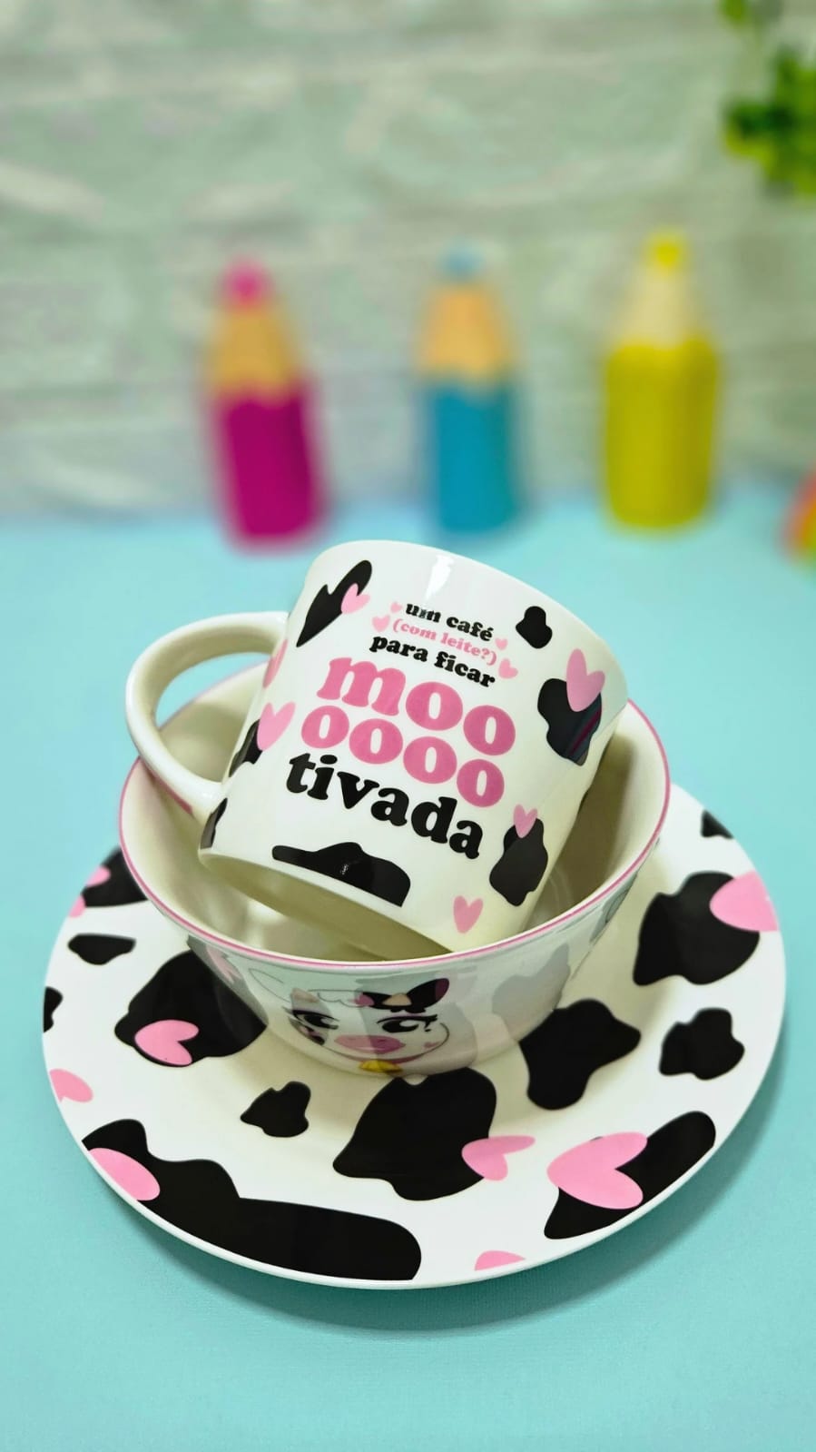 Kit De Café Da Manhã Breakfast Set Vaquinha - Zona Criativa - Arco Iris