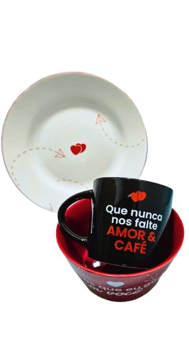Kit Café Da Manhã Amor E Café - Zona criativa - Arco Íris