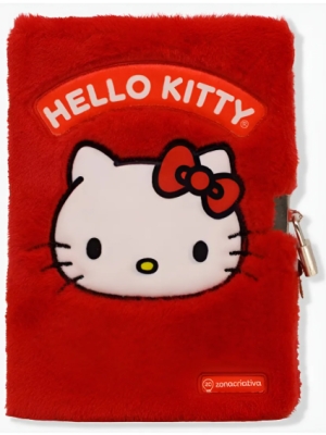 imagem do produto Caderno De Pelúcia Com Cadeado Hello Kitty Vermelho - Arco Íris