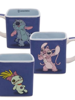 imagem do produto Caneca Cubo Stitch E Angel Disney Em Cerâmica 300Ml - Arco Íris