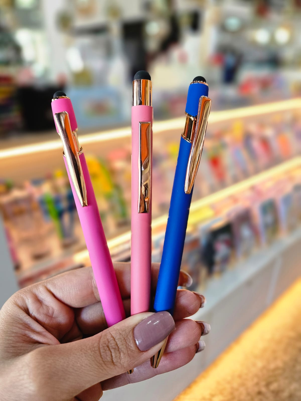 Caneta Esferográfica Com Touch Luxo - Arco iris