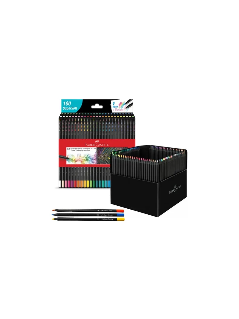 Lápis de cor Faber-castell Supersoft com 100 core - Arco Ìris