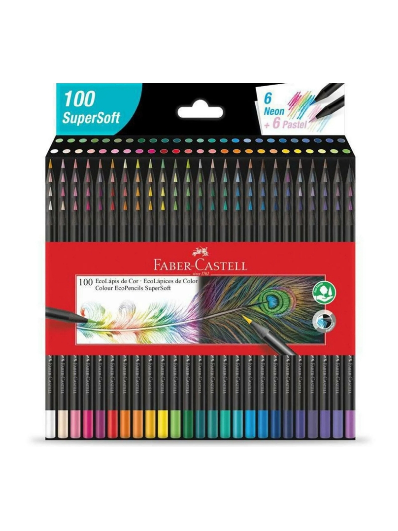 Lápis de cor Faber-castell Supersoft com 100 cores - Arco Ìris