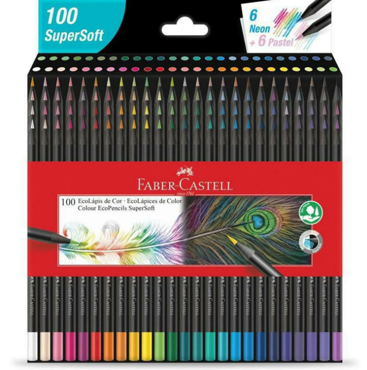 Lápis de cor Faber-castell Supersoft com 100 cores - Arco Ìris