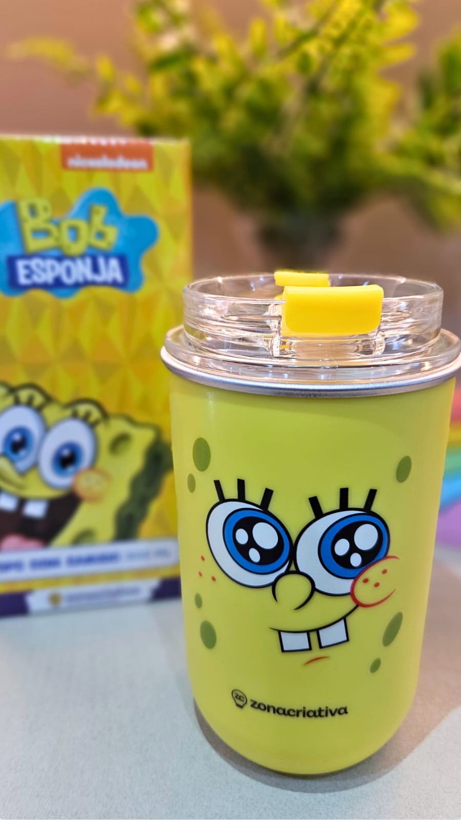 Copo Térmico 300ml Bob Esponja - Zona Criativa - Arco Ìris