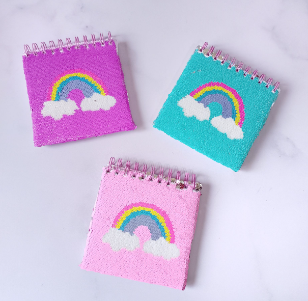Bloco de anotações com lantejoulas Arco Iris - Arco Iris