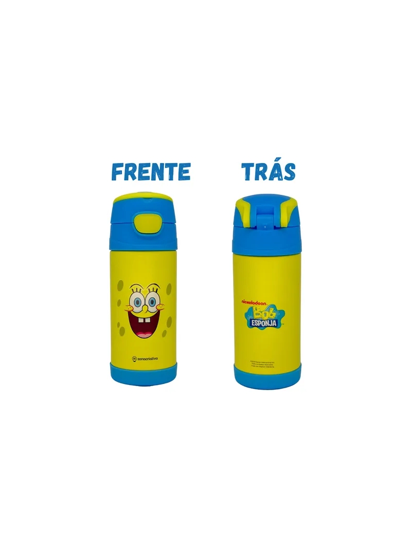 Garrafa Térmica Bob Esponja Inox Infantil Criança 350ml - Zona Criativa - Arco Ìris
