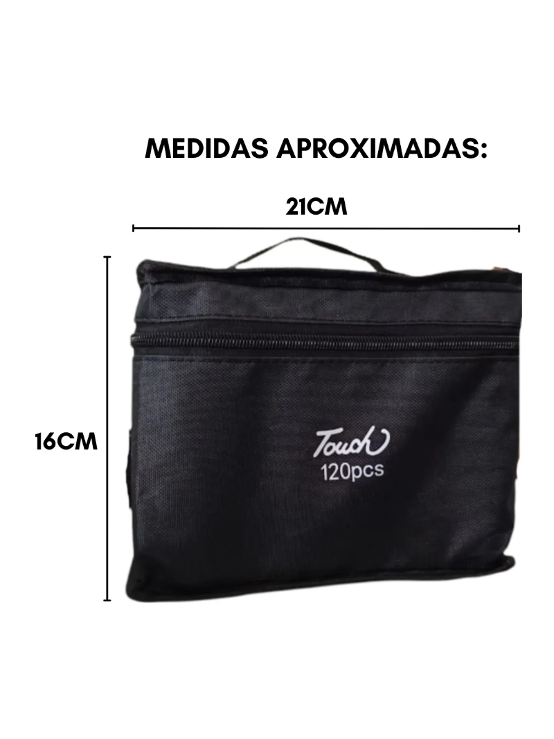 Estojo Com 120un De Canetinhas Ponta Dupla - Arco Ìris