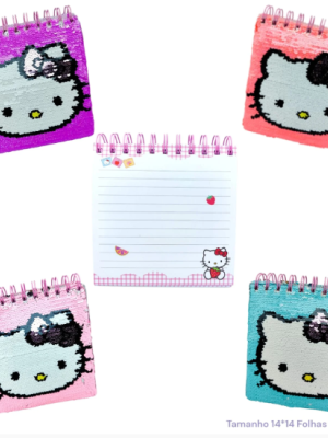 imagem do produto Bloco de anotações com lantejoulas Hello Kitty - Arco Iris