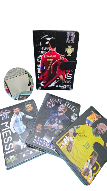 Caderno Agenda Premium  Coleção Craques do Futebol - Arco Iris