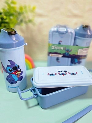 imagem do produto Kit Lunch Box E Garrafa Stitch Disney Infantil - Zona Criativa - Arco Iris