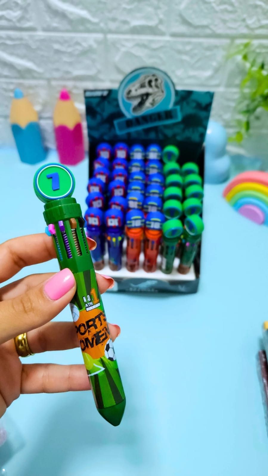 Caneta 10 cores Futebol - Arco Iris