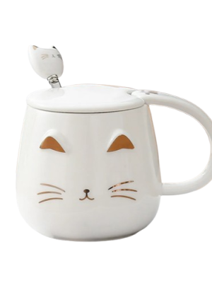 imagem do produto Caneca com tampa e colher de gato - Arco Iris   