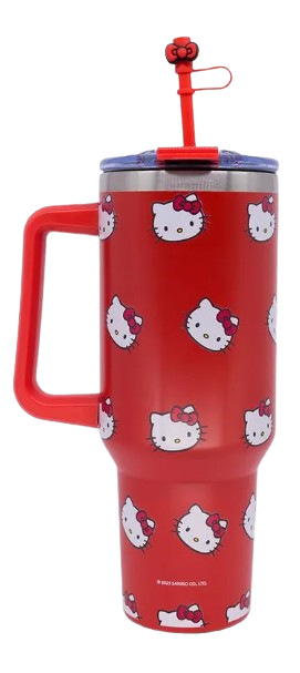 Canecão  TUMBLER c/Pingente HELLO KITTY Rostinhos - Zona Criativa - Arco Iris         